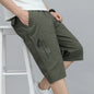 Men's Cargo Shorts Knee Pants Zipper Pocket Summer Cotton Shorts Climbing Jogger Elastic Waist Sports Wear
