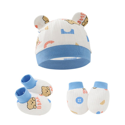 Baby Anti Scratching Cotton Gloves Hat Foot Cover Set Socks Kit Accessory for Newborn Baby Girls Boys Baby Shower