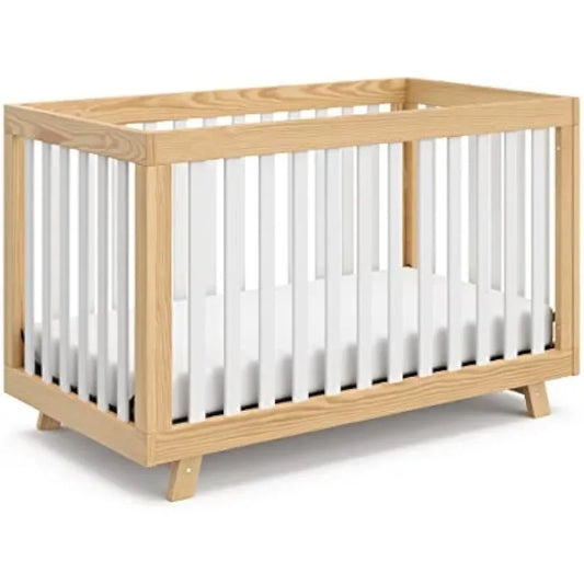 Storkcraft Beckett Convertible Crib (Natural with White Slats) – Converts from Baby Crib to Toddler Bed and Daybed