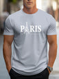 Summer Men's T Shirt Short Sleeve Paris Pattern Print Casual O-Neck Oversized Pullover Fashion Streetwear Male Clothing T-Shirts
