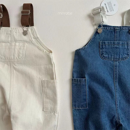 Baby Clothing Simple All Match Denim Overalls 2025 Spring and Autumn New Fashion Casual Pants Boys Girls Baby Loose Pants