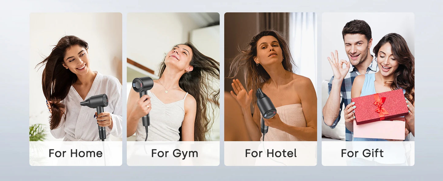 Hair Dryer, Negative Ionic Blow Dryer 120000 RPM Brushless Motor 40M/S Fast Drying High-Speed Low Noise Thermo-Control Hairdryer