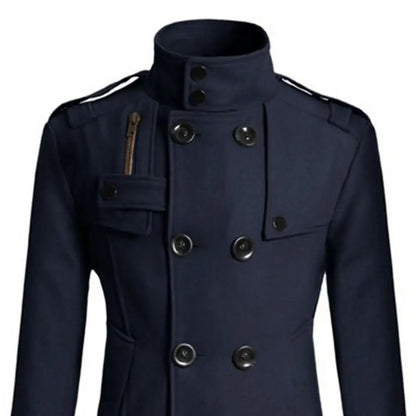 Fabulous  Winter Jacket Woolen Streetwear Men Jacket Button Decoration Warm Men Coat for Daily Wear