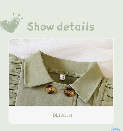 Wholesale Kids Girls Retro Solid Color Trench Belted Dress Double Breasted Elegant Summer Baby Dress