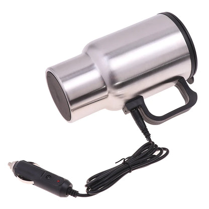 12V 450ml Steel Vehicle Heating Cup Electric Heating Car Kettle Coffee Heated Mug USB Heating Car Coffee Mug Thermos Cup