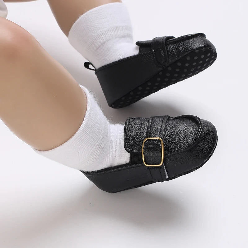Newborn Baptist Shoes New Leather Gentleman Shoes Anti-slip Soft Bottom Indoor Baby Boys and Girls Casual Shoes Walking Shoes