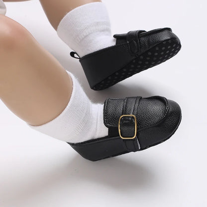 Newborn Baptist Shoes New Leather Gentleman Shoes Anti-slip Soft Bottom Indoor Baby Boys and Girls Casual Shoes Walking Shoes
