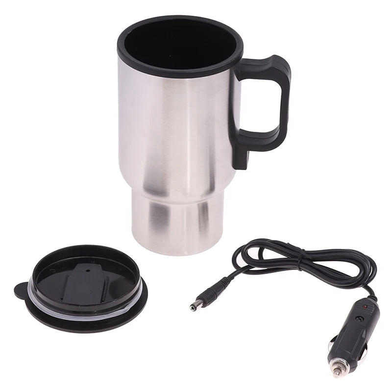 12V 450ml Stainless Steel Vehicle Heating Cup Electric Heating Car Kettle Coffee Heated Mug USB Heating Car Coffee Mug Cup