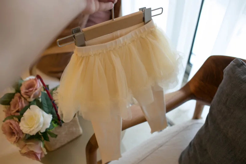MILANCEL New Autumn Baby Children's Skinny Pants Culotte 1-4Y Girls Sweet Mesh Skirt Leggings Kids Trousers
