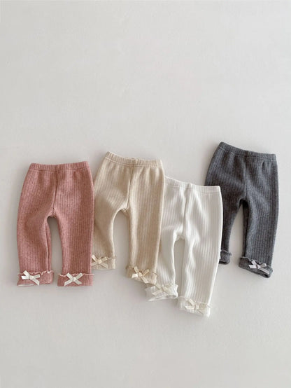 2025 Winter New Baby Plus Velvet Thick Leggings Cotton Girls Cute Bow Warm Trousers Infant Fleece Casual Pants Toddler Clothes