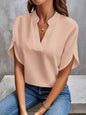 Summer Elegant Women's Blouse New V-neck Short Sleeve Solid Color Loose Shirt Casual White Tops Office Lady Blouse