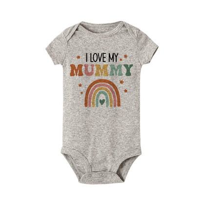 I Love Mummy & Daddy Rainbow Printed Newborn Baby Bodysuits Funny Summer Short Sleeve Infant Rompers Body Boys Girls Jumpsuits