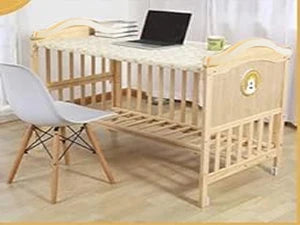 Mini Baby Crib 4 in 1 Convertible with Memory Foam Mattress(38"by 24") Included, Cunas para Babes 2024 Natural Wood Portable Crib
