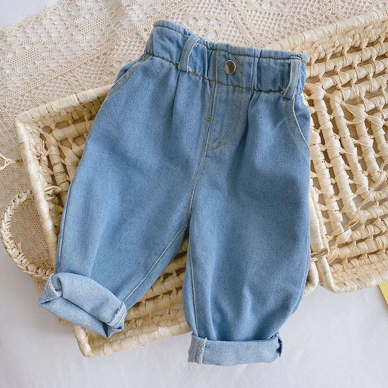 MILANCEL 2025 Spring Autumn Solid Kids Boys Straight Pants Fashion Children Clothing Trousers Brief Jeans for 1-6 Years