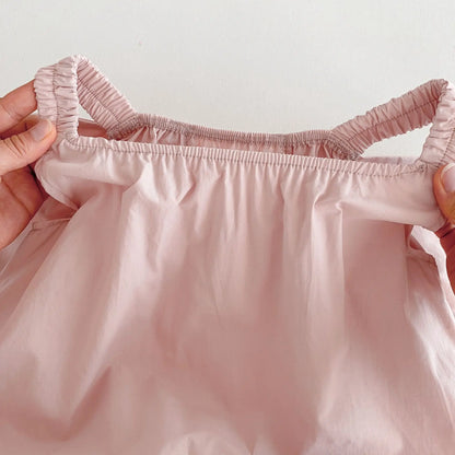 Summer New Solid Girl Infant Angel Wings Overalls Cute Children Suspenders Jumpsuit  Loose Baby Cotton Pants Kid Casual Trousers