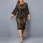 Elegant Sequin Plus Size 4XL 5XL Women Midi Dress Sexy Casual Evening Party Dress Gown Wedding Luxury Robe Rouge Vestidos