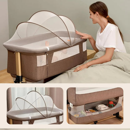 Baby Crib,3 in 1 Baby Bassinet Bedside Crib Adjustable Portable Bed for Infant, Baby Newborn Must Have Bed
