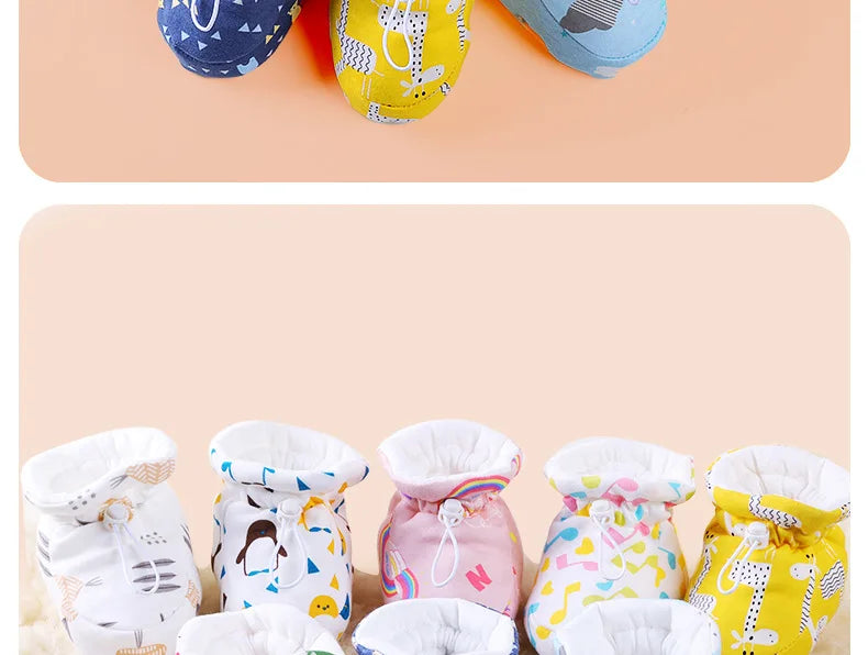 Newborn Baby Shoes for Boys Girls Winter Warm Thicken Plush Toddler Shoes Soft Sole Kids Short Booties Infant First Walker