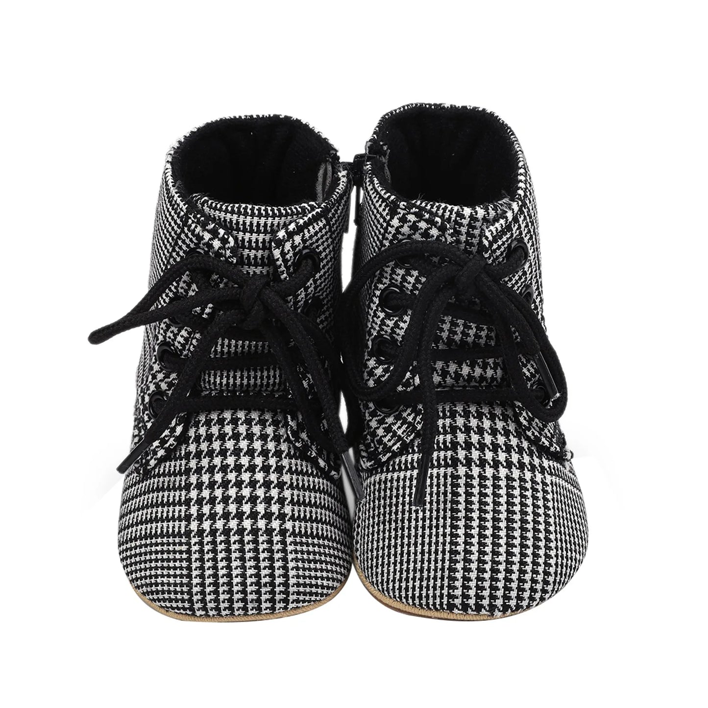 Newborn Baby Girls Winter Boots Solid Color/Houndstooth Print Ankle Boots Warm Baby Walking Shoes for Toddler Infant