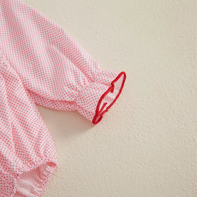 My First Valentines Day Baby Girl Outfit Newborn Heart Smocked Bubble Romper Bodysuit Cute Valentines Day Clothes