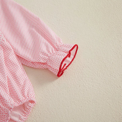 My First Valentines Day Baby Girl Outfit Newborn Heart Smocked Bubble Romper Bodysuit Cute Valentines Day Clothes