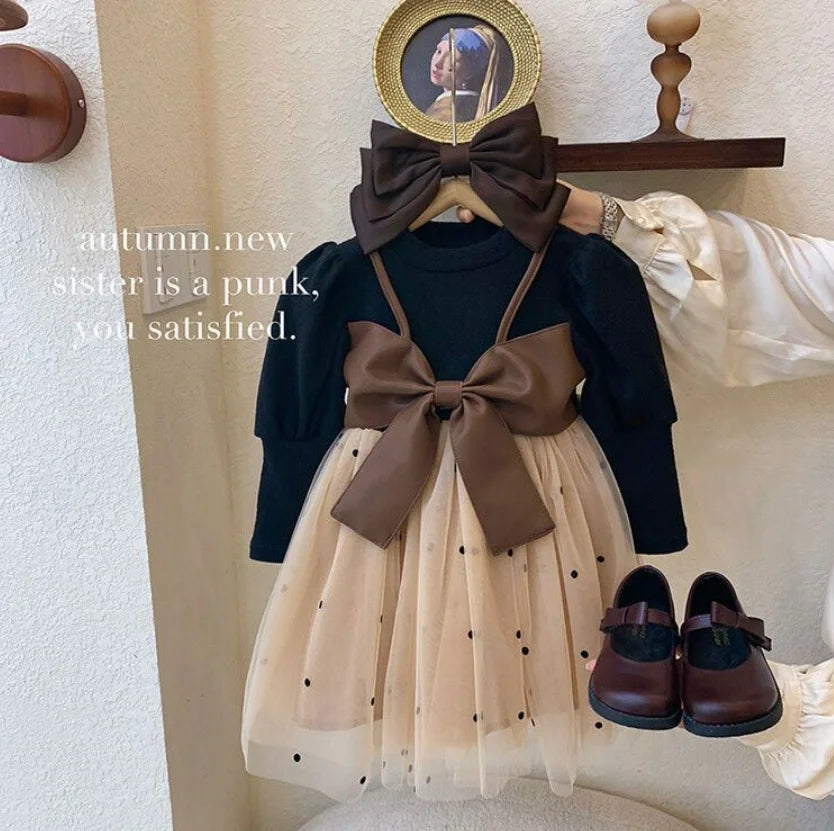 Children's clothing Baby girl Delicate Big Bow Birthday Party Dress Suitable fit 1-3 Year Baby Spring and autumn Fashion Dress