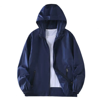 Men Waterproof Long Sleeve Jacket Hooded Coat Outwear Casual Simple Windbreaker Breathable Sports Couple Jackets Male Hooded