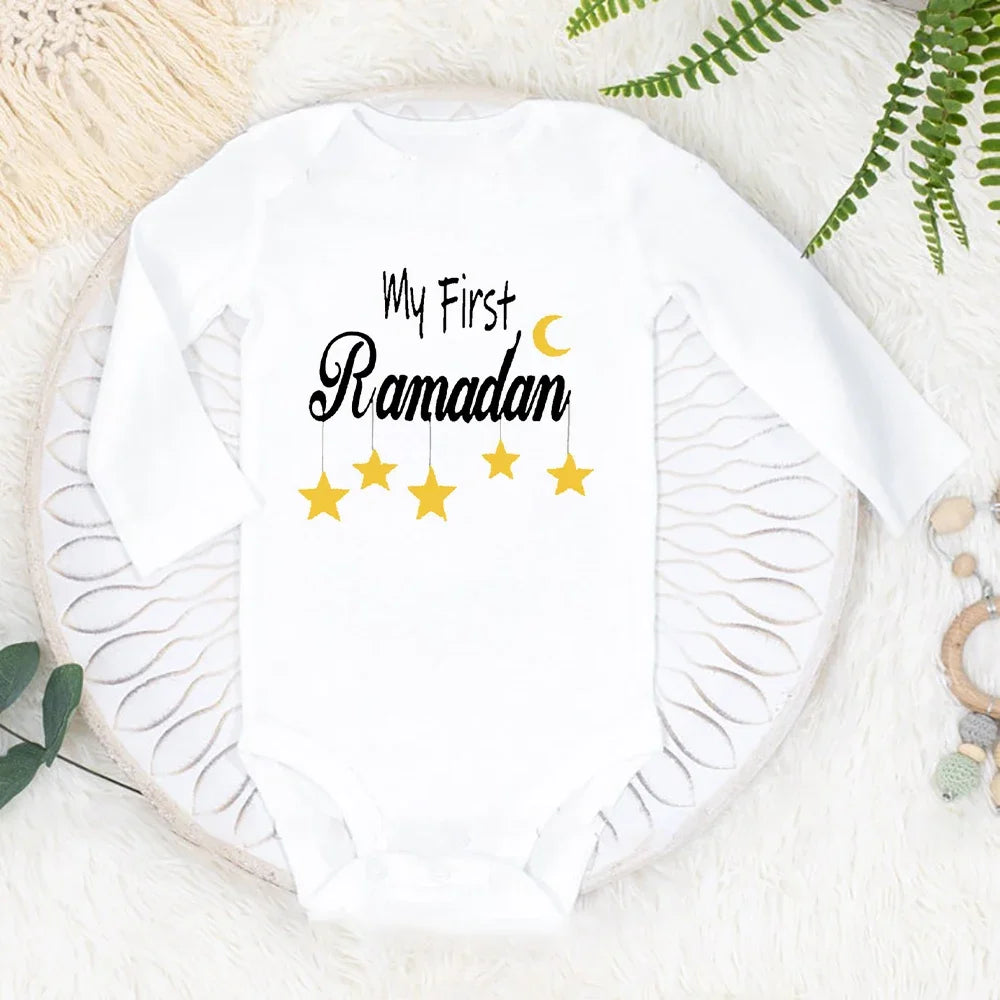 Baby's First Eid Bodysuit My First Eid Toddler Outfit Ramadan New Born Long Sleeve Romper Child Boy Girl Ramadan Clothes