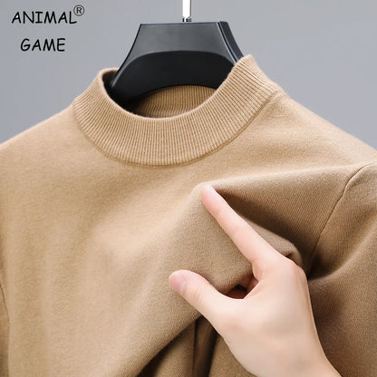 Half Turtleneck Knitwear Sweater New Autumn/Winter Mock Neck Sweatshirts Solid Color Pullovers Man Brand Casual Men's Clothing