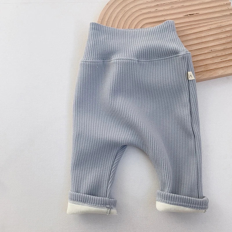 MILANCEL Baby Leggings Toddler High Waist Fleece Thermal Trousers Infant Solid Color Pants