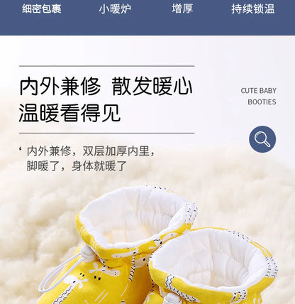 Newborn Baby Shoes for Boys Girls Winter Warm Thicken Plush Toddler Shoes Soft Sole Kids Short Booties Infant First Walker