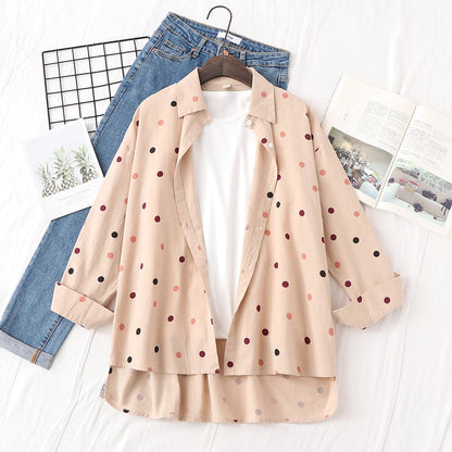 Loose Casual Striped Shirts Women 2025 New Ladies Sweet Simple Style Long Sleeve Print Shirt Female Blouse and Tops Lady Clothes