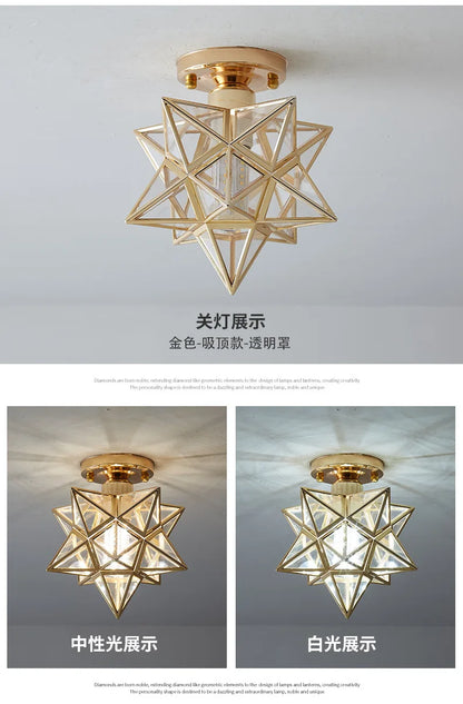 Lamps for Living Room Decor Five-pointed chandelier Modern Balcony Corridor Porch Fashion Network Red Star  Ceiling Light