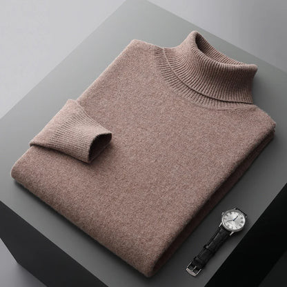 Autumn and winter new 100% merino cashmere sweater men's knitted pullover padded warm turtle neck fashion loose plus size coat