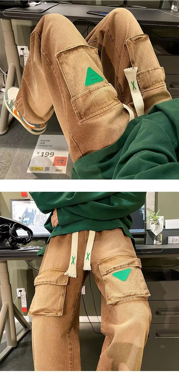 Men's Jeans European and American Pocket Straight Loose Large Size Men and Women Jeans Trendy Ins Hot Sale Skateboard Jeans