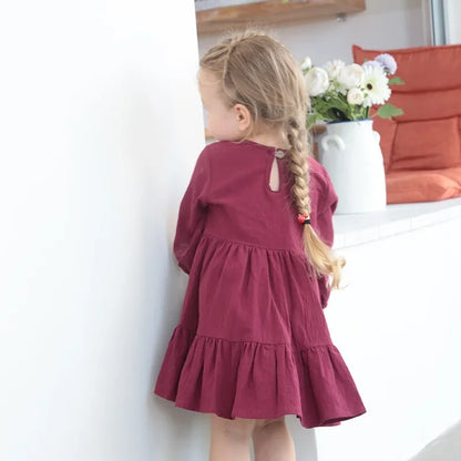 Full Sleeve Toddler Baby Girl Dress Cotton Solid Full Sleeve Infant Dress