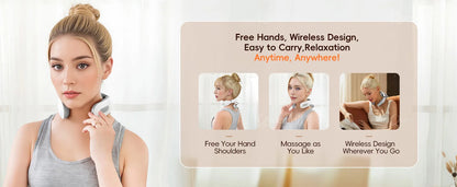 Smart Neck and Shoulder Massager-4 Massager pads,6 modes and 16 levels,Portable Cordless USB Charging Gift for Men & Women