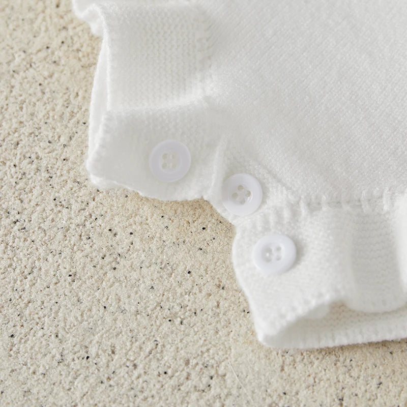 Suefunskry Baby Girl Overalls, Sleeveless Bows Pattern Knit Romper Bodysuit Spring Fall Clothes for Casual Daily