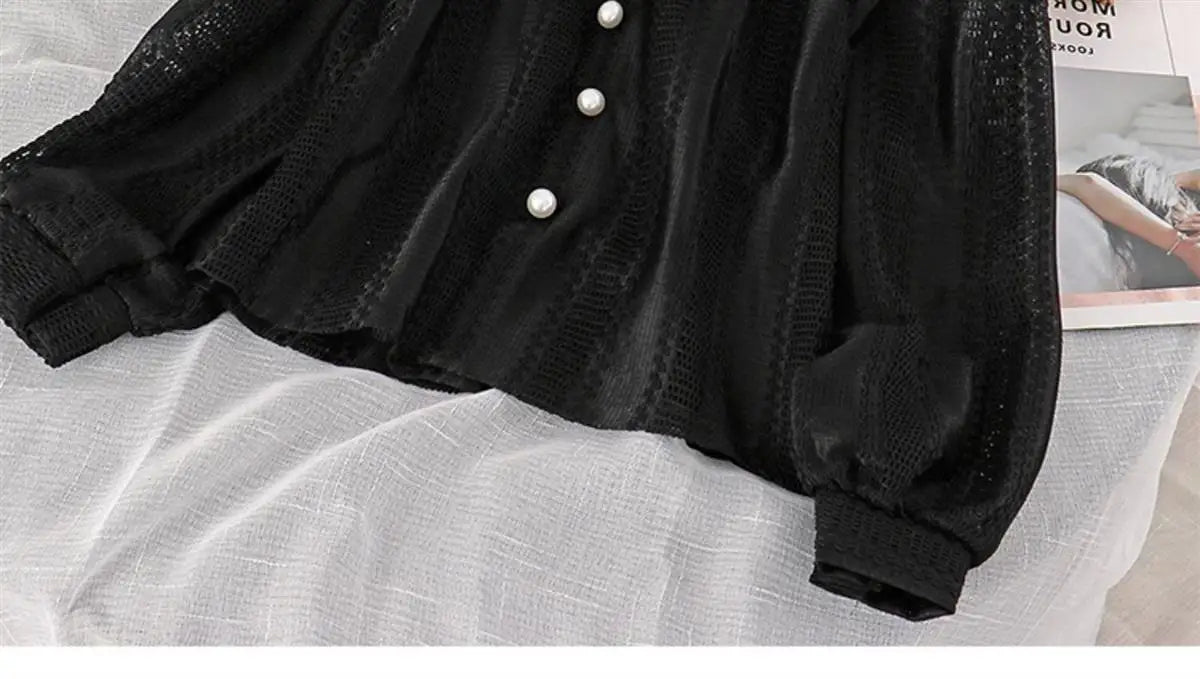 Shirts Women Peter Pan Collar Hollow Out Fashion Tender Sweet Solid Young French Style Elegant Ins Топ Женский New Arrival Chic