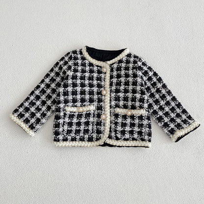 Autumn Winter Korean Style Newborn Baby Girls Clothing Set Long Sleeved Plaid Cardigan Coat+ Shorts 0-3Yrs Children Clothes Suit