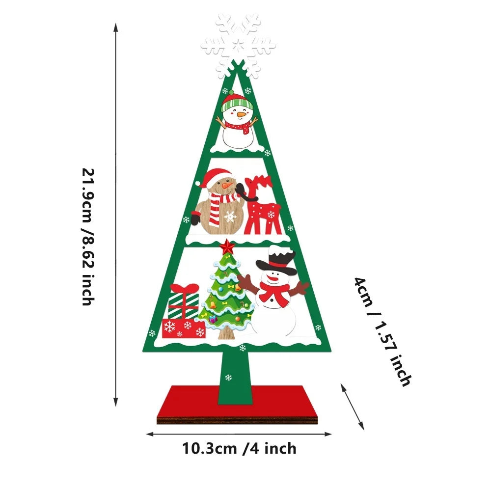 Holiday Wooden Decoration Compact Wooden Christmas Tree Wooden Tabletop Christmas Tree Christmas Party Ornament For Shelf Table