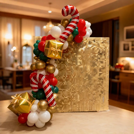 93 red, green,，gold, and white Christmas decoration wreaths, including candy cane gift boxes, suitable for Christmas party decor