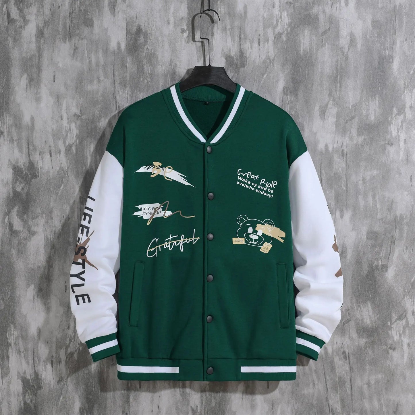 2025 New Jacket Coat Letter Printed  Wear Men Baseball Jacket Casual Long Sleeve Stand Jackets Men's Coats Sweatshirts Outerwear