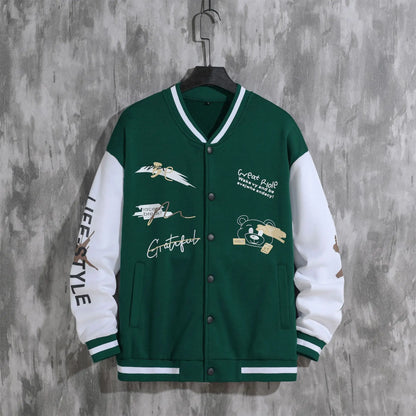 2025 New Jacket Coat Letter Printed  Wear Men Baseball Jacket Casual Long Sleeve Stand Jackets Men's Coats Sweatshirts Outerwear