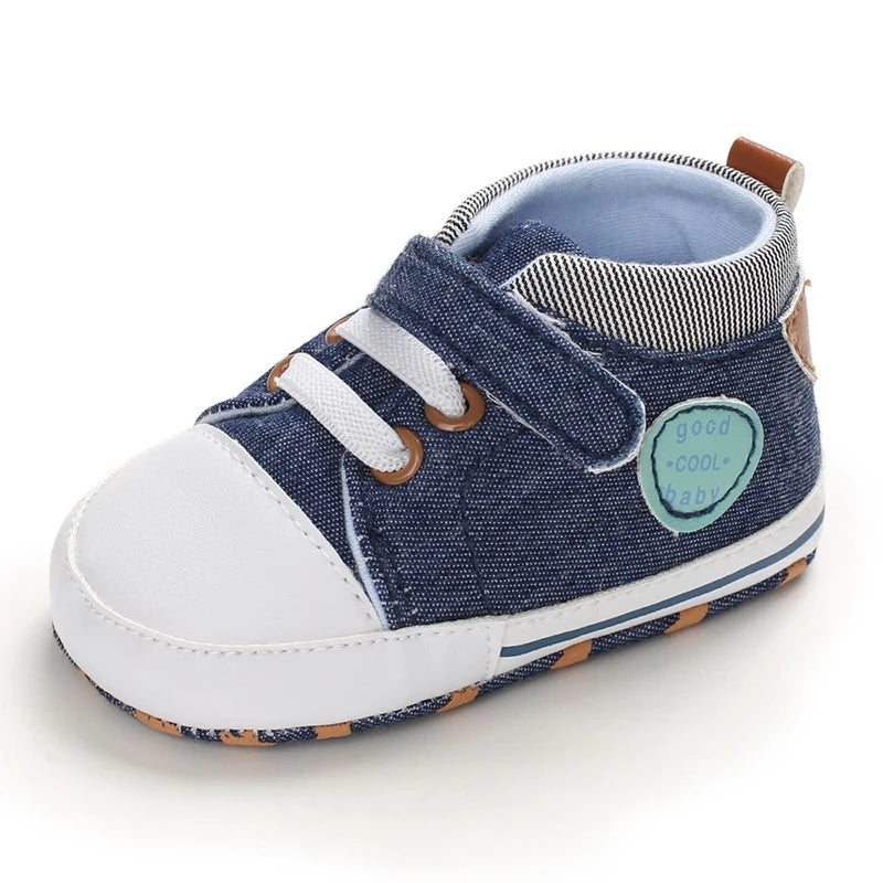 Lucky Blue Newborn Infant Toddler Boy Girl Casual Breathable Soft Cloth Bottom  Anti-slip PU Leather First Walkers Canvas Shoes