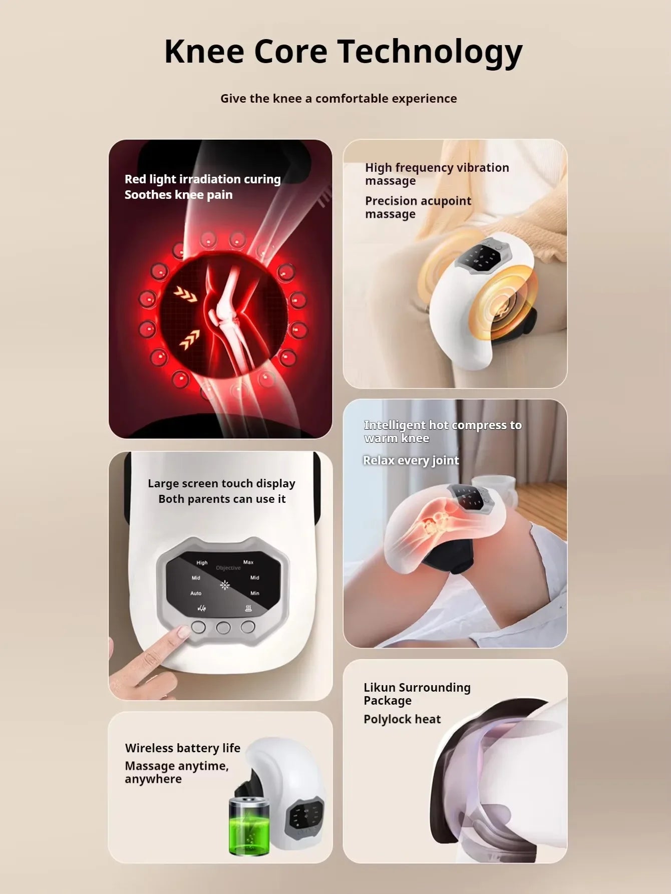 Smart Knee Massager Hot Compress Knee Relaxing Massager Infrared Heat and Vibration Knee Pain Relief Elbow Shoulder Massagers