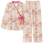 Spring Autumn V-Neck Pajamas Female Pajamas Sets Elegant Floral Japanese Kimonos For Women Big Yards M-4XL Cotton