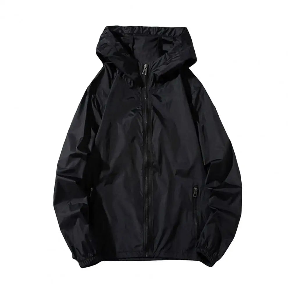 Men Waterproof Long Sleeve Jacket Hooded Coat Outwear Casual Simple Windbreaker Breathable Sports Couple Jackets Male Hooded
