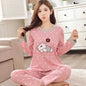 Autumn 2pieces Pyjamas Set Women Thin Sexy Sleepwear Lovely Home Suit 2025 Round Neck Girls Teacup Sleep wear Long Sleeve Pajama