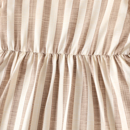 Pat Pat Newborn Dresses Baby Girl Clothes New Born Babies Kids Birthday Party Dress Ribbed Striped Long-sleeve Overalls Children